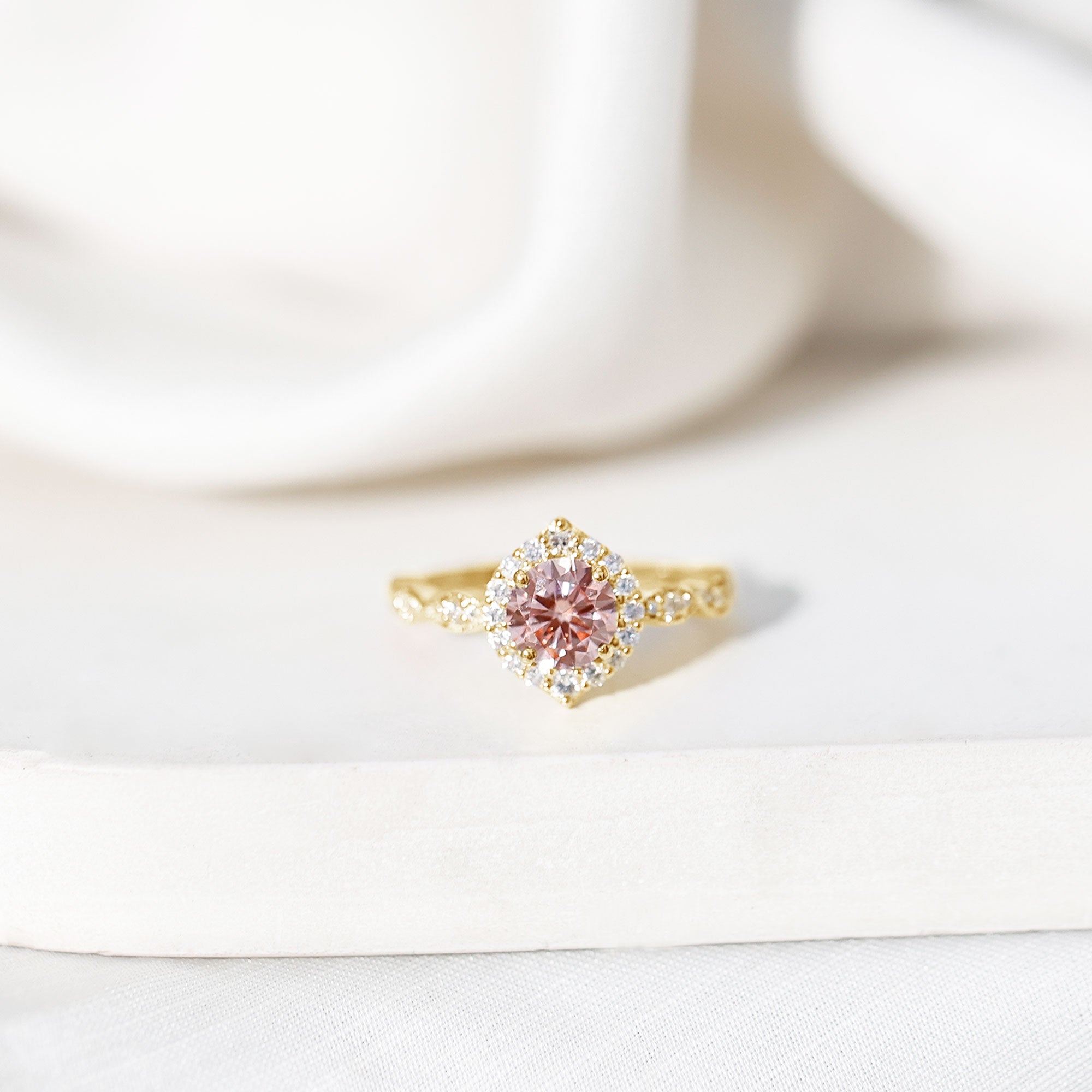 IGI Certified Lab Grown Pink White Diamond Designer Engagement Ring Fancy Pink - VS1 - Rosec Jewels