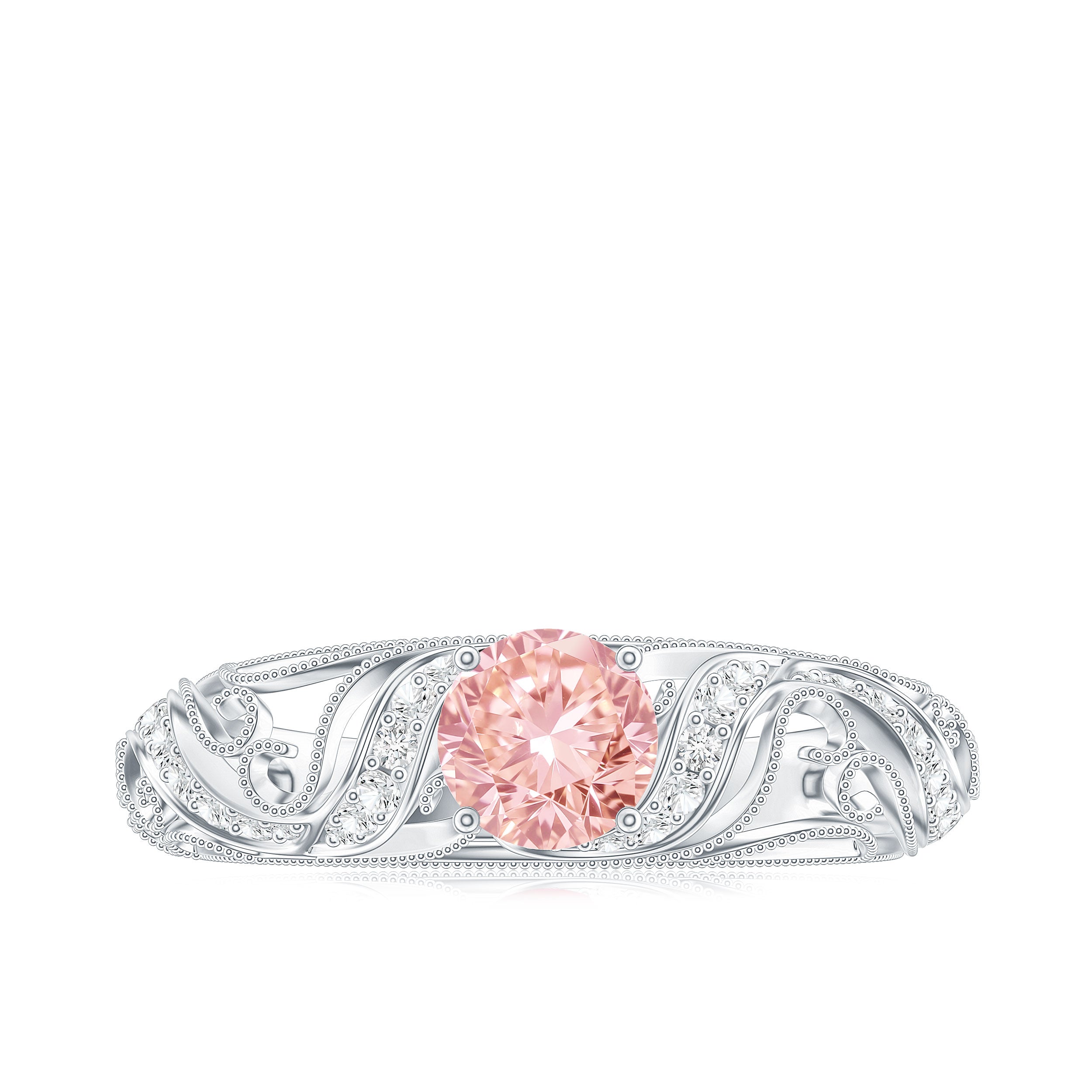 Rosec Jewels-Lab Grown Pink Diamond Vintage Inspired Engagement Ring