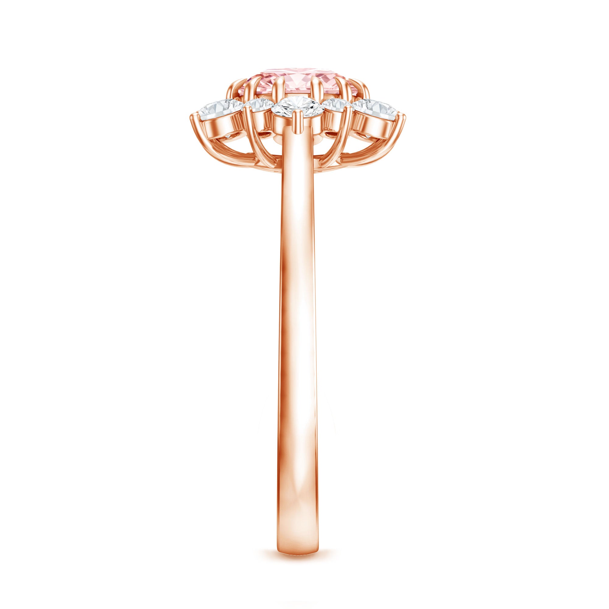 Rosec Jewels-1 CT Lab Grown Pink and White Diamond Halo Engagement Ring