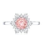 Rosec Jewels-1 CT Lab Grown Pink and White Diamond Halo Engagement Ring