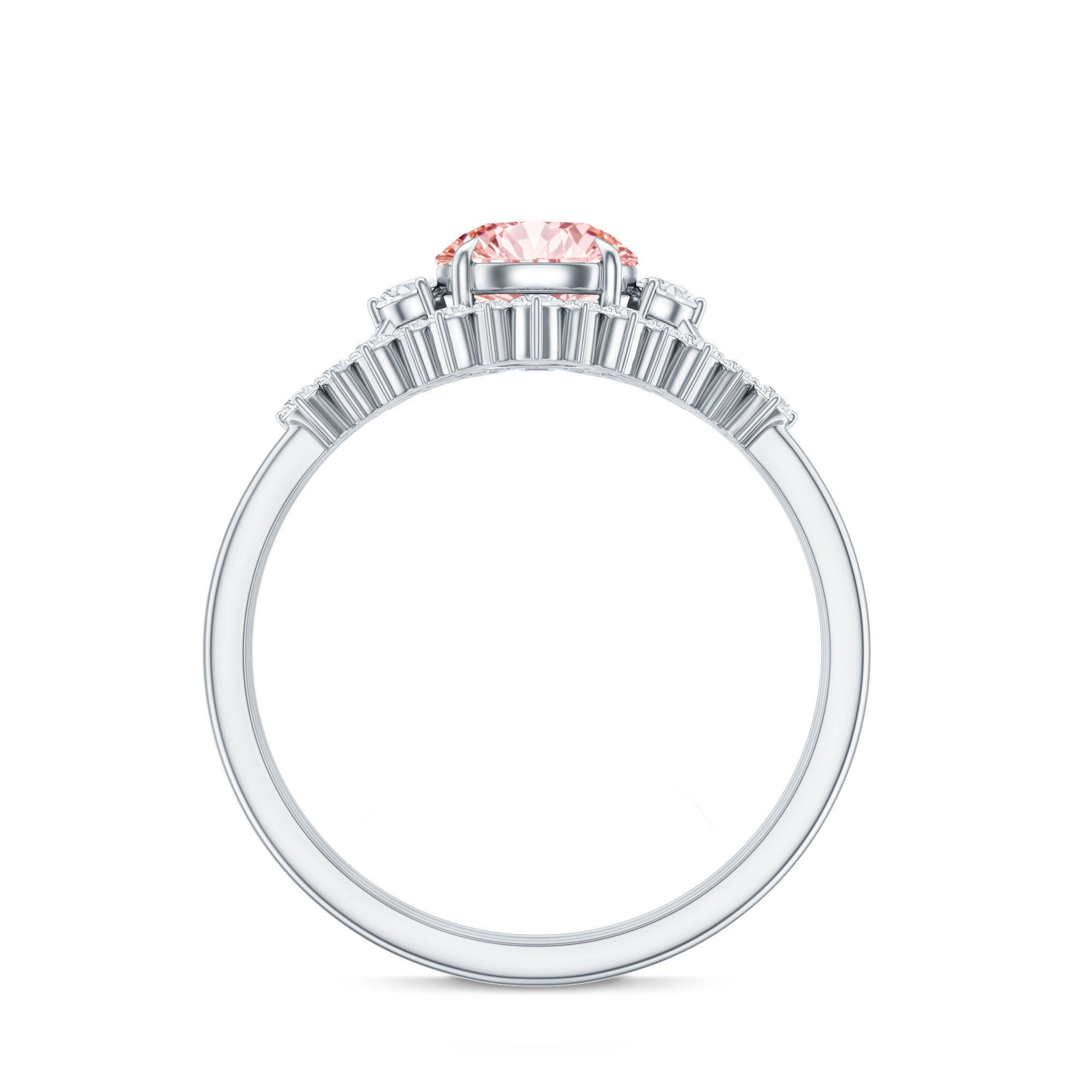 Rosec Jewels-Certified Lab Grown Pink White Diamond Trio Wedding Ring Set