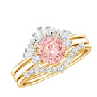 Rosec Jewels-Certified Lab Grown Pink White Diamond Trio Wedding Ring Set