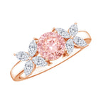 Rosec Jewels-Lab Grown Pink White Diamond Flower Engagement Ring