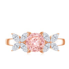 Rosec Jewels-Lab Grown Pink White Diamond Flower Engagement Ring