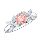 Rosec Jewels-Lab Grown Pink White Diamond Flower Engagement Ring