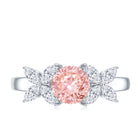 Rosec Jewels-Lab Grown Pink White Diamond Flower Engagement Ring