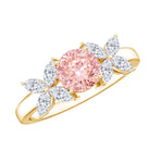Rosec Jewels-Lab Grown Pink White Diamond Flower Engagement Ring