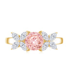 Rosec Jewels-Lab Grown Pink White Diamond Flower Engagement Ring