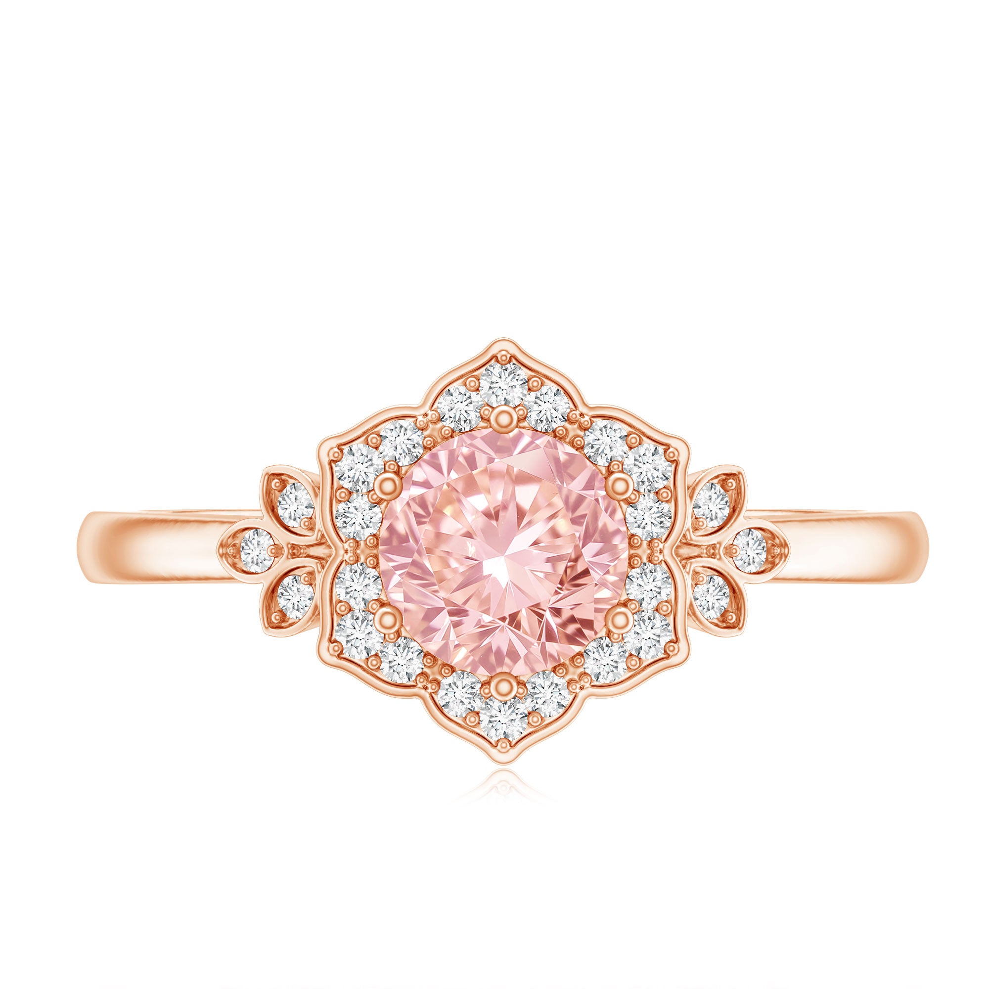 Pink and White Lab Grown Diamond Designer Engagement Ring with IGI Certificate E-VS1 - Rosec Jewels