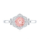 Pink and White Lab Grown Diamond Designer Engagement Ring with IGI Certificate E-VS1 - Rosec Jewels