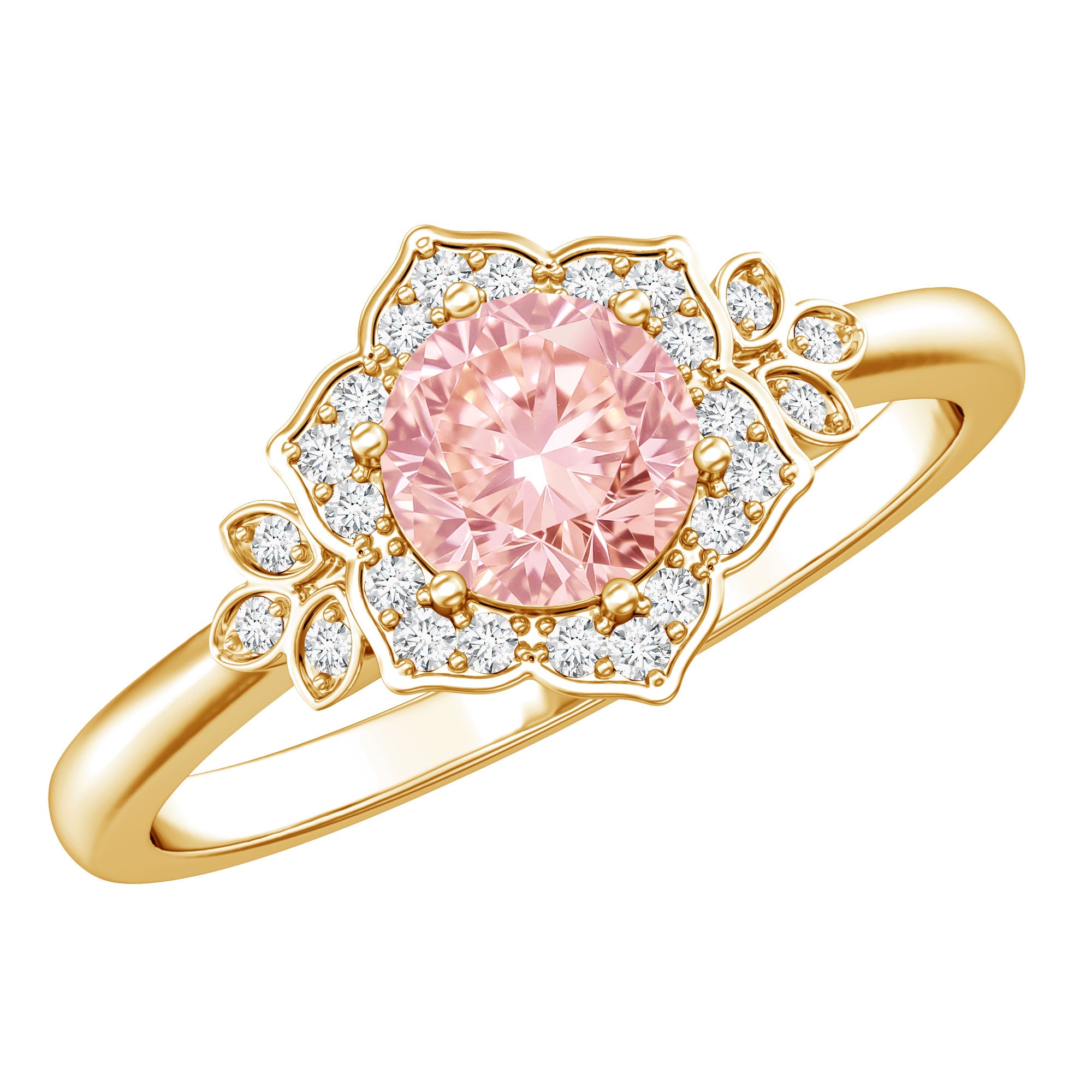 Pink and White Lab Grown Diamond Designer Engagement Ring with IGI Certificate E-VS1 - Rosec Jewels