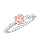 Rosec Jewels-1 CT Lab Grown Pink Diamond Heart Engagement Ring with Side Stones