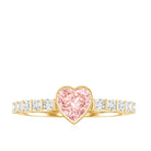 Rosec Jewels-1 CT Lab Grown Pink Diamond Heart Engagement Ring with Side Stones