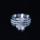 IGI Certified Lab Grown Pink Heart Engagement Ring With Diamond Wedding Band Fancy Pink - VS1 - Rosec Jewels
