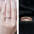 IGI Certified Lab Grown Pink Heart Engagement Ring With Diamond Wedding Band Fancy Pink - VS1 - Rosec Jewels
