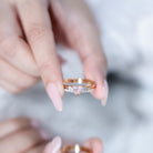 IGI Certified Lab Grown Pink Heart Engagement Ring With Diamond Wedding Band Fancy Pink - VS1 - Rosec Jewels