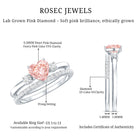 Rosec Jewels-Lab Grown Pink Heart Engagement Ring With Diamond Wedding Band