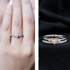 IGI Certified Lab Grown Pink Heart Engagement Ring With Diamond Wedding Band Fancy Pink - VS1 - Rosec Jewels