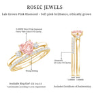 Rosec Jewels-Lab Grown Pink Heart Engagement Ring With Diamond Wedding Band