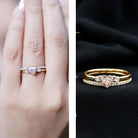 IGI Certified Lab Grown Pink Heart Engagement Ring With Diamond Wedding Band Fancy Pink - VS1 - Rosec Jewels
