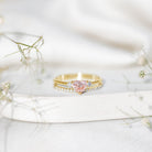 IGI Certified Lab Grown Pink Heart Engagement Ring With Diamond Wedding Band Fancy Pink - VS1 - Rosec Jewels