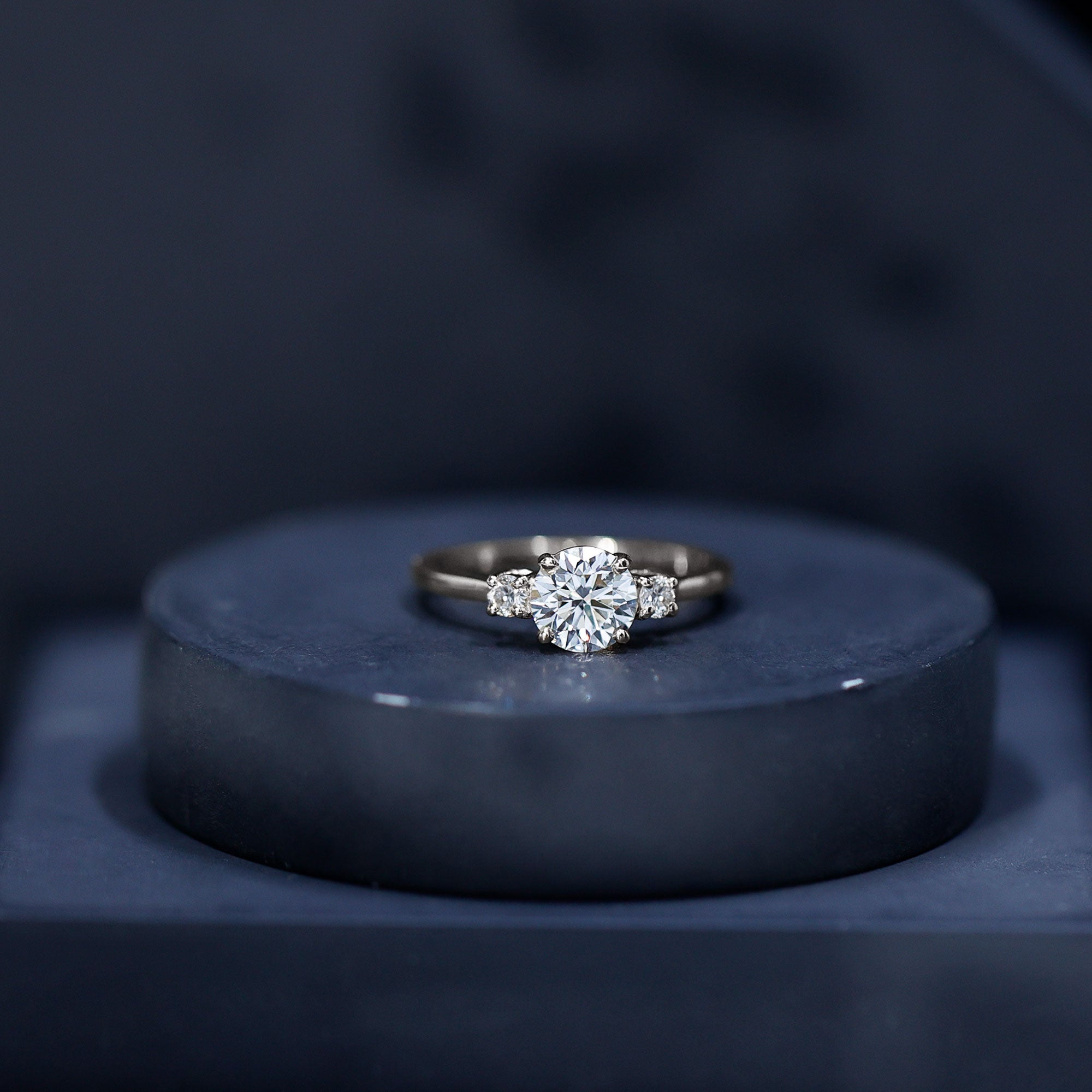 IGI Certified Lab Grown Diamond Three Stone Engagement Ring Lab - ( E-VS1 ) - Rosec Jewels