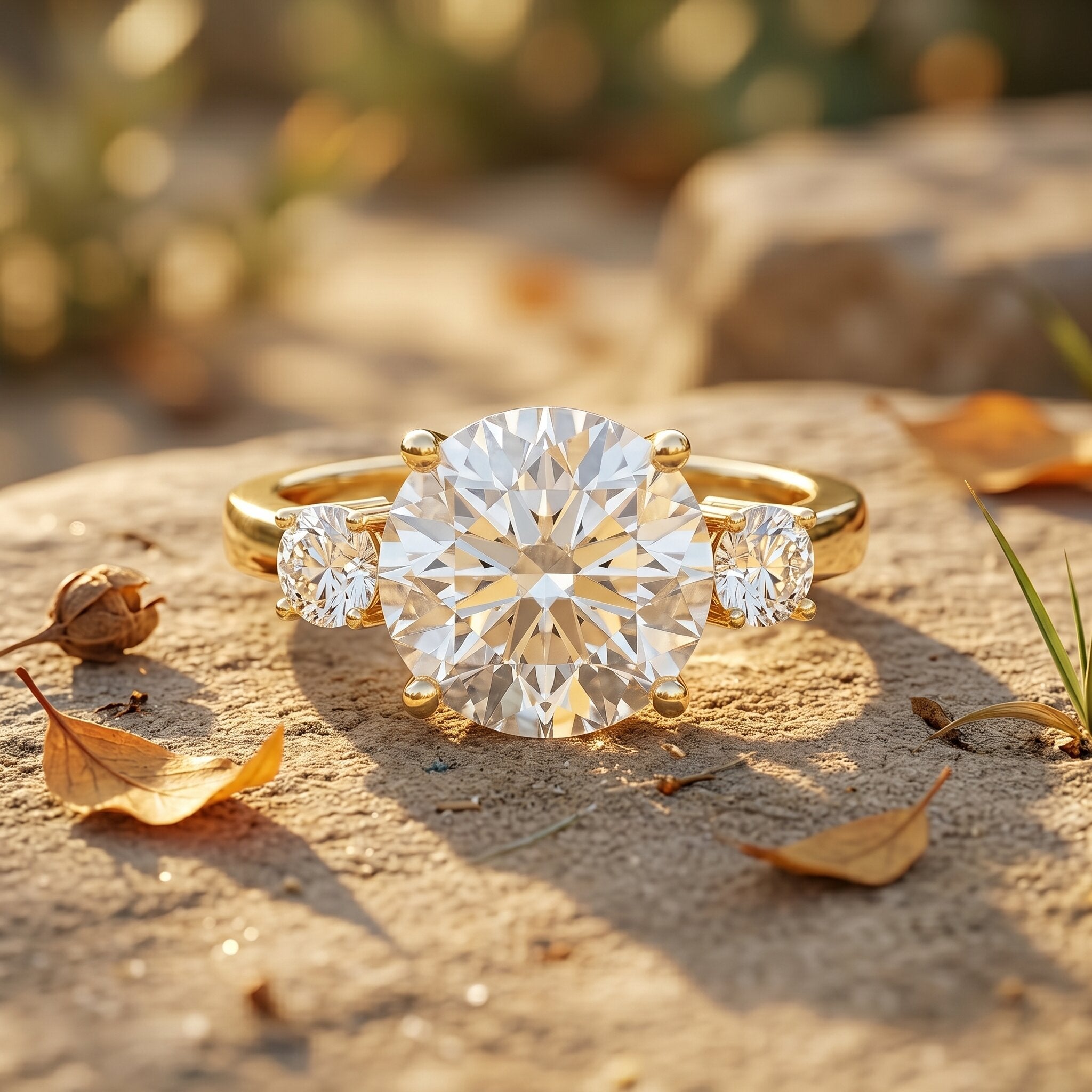 5 Carat Lab Grown Diamond 3 Stone Engagement Ring with IGI Certificate Lab - ( E-VS1 ) - Rosec Jewels