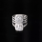 Round Certified Moissanite Wedding Ring Set with Halo D-VS1 - Rosec Jewels