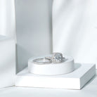 Round Certified Moissanite Wedding Ring Set with Halo D-VS1 - Rosec Jewels