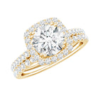Round Certified Moissanite Wedding Ring Set with Halo D-VS1 - Rosec Jewels