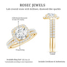 Round Certified Moissanite Wedding Ring Set with Halo D-VS1 - Rosec Jewels