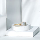 Round Certified Moissanite Wedding Ring Set with Halo D-VS1 - Rosec Jewels