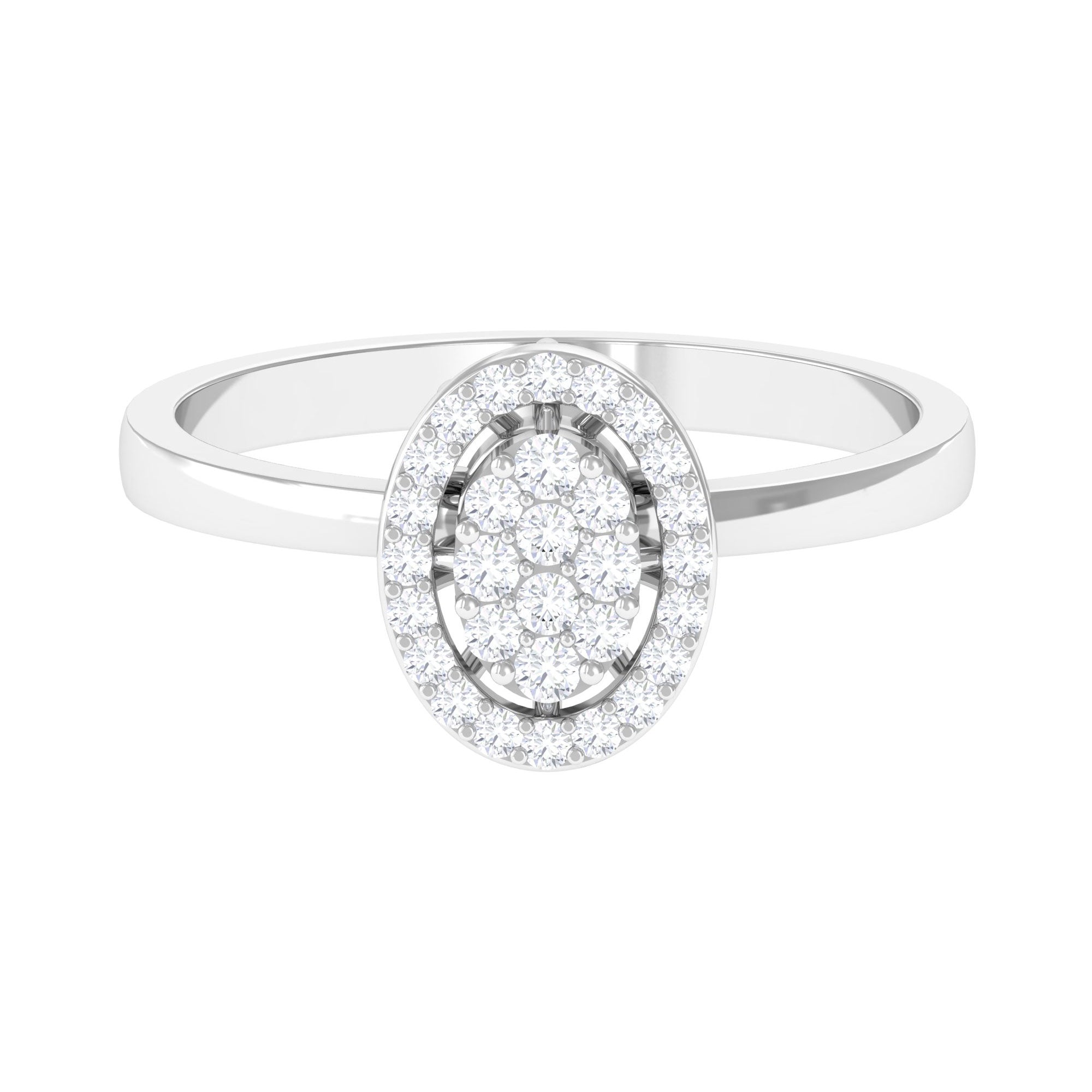 1/4 CT Diamond Oval Promise Ring for Women