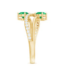 Natural Certified Emerald Two Stone Engagement Ring with Diamonds AAA - Rosec Jewels