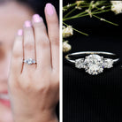 Moissanite Three Stone Round Engagement ring D-VS1 - Rosec Jewels
