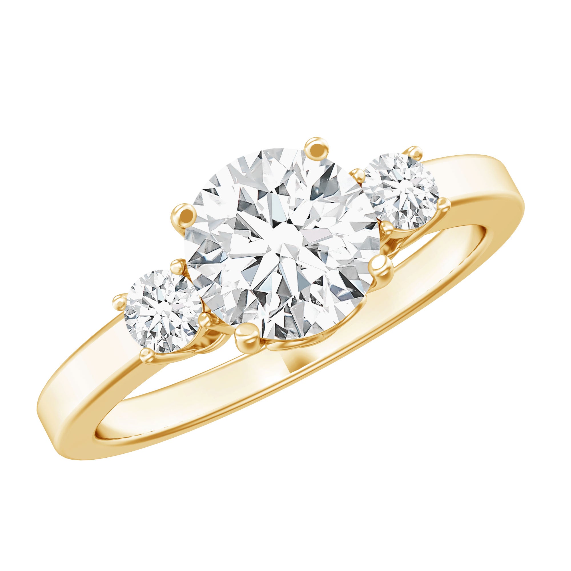 Moissanite Three Stone Round Engagement ring D-VS1 - Rosec Jewels