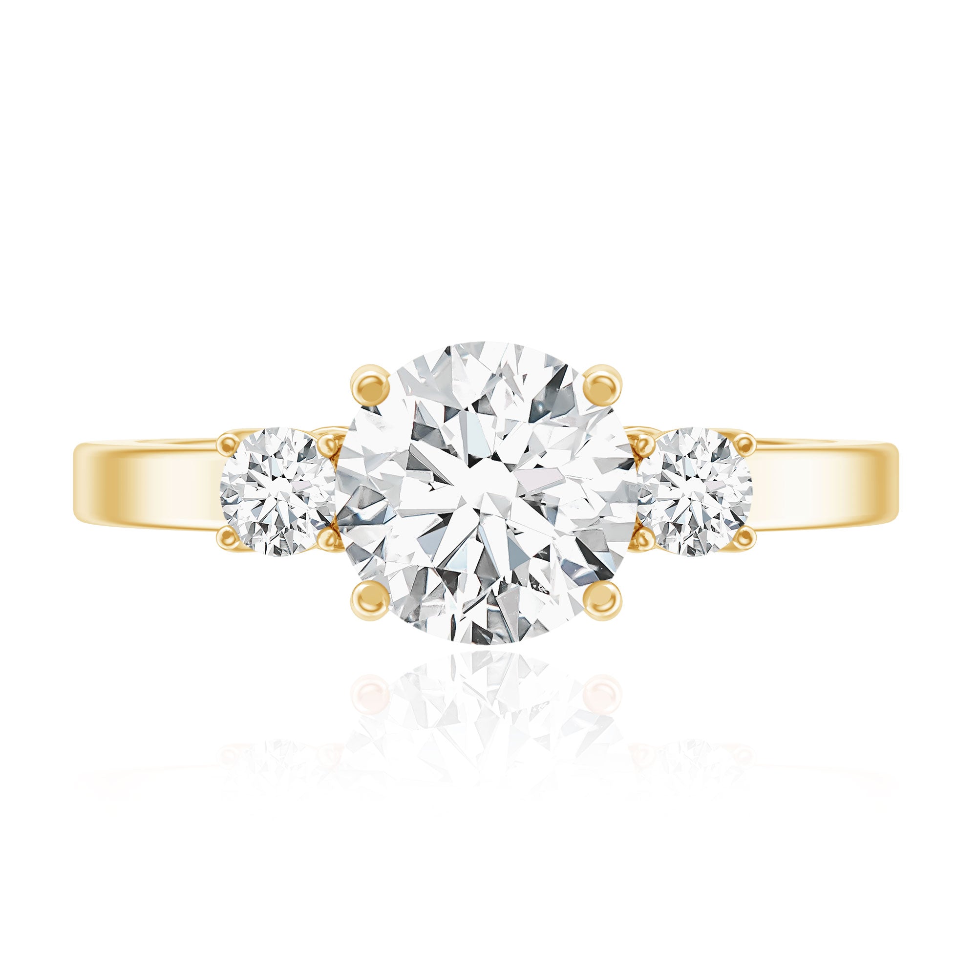 Moissanite Three Stone Round Engagement ring D-VS1 - Rosec Jewels