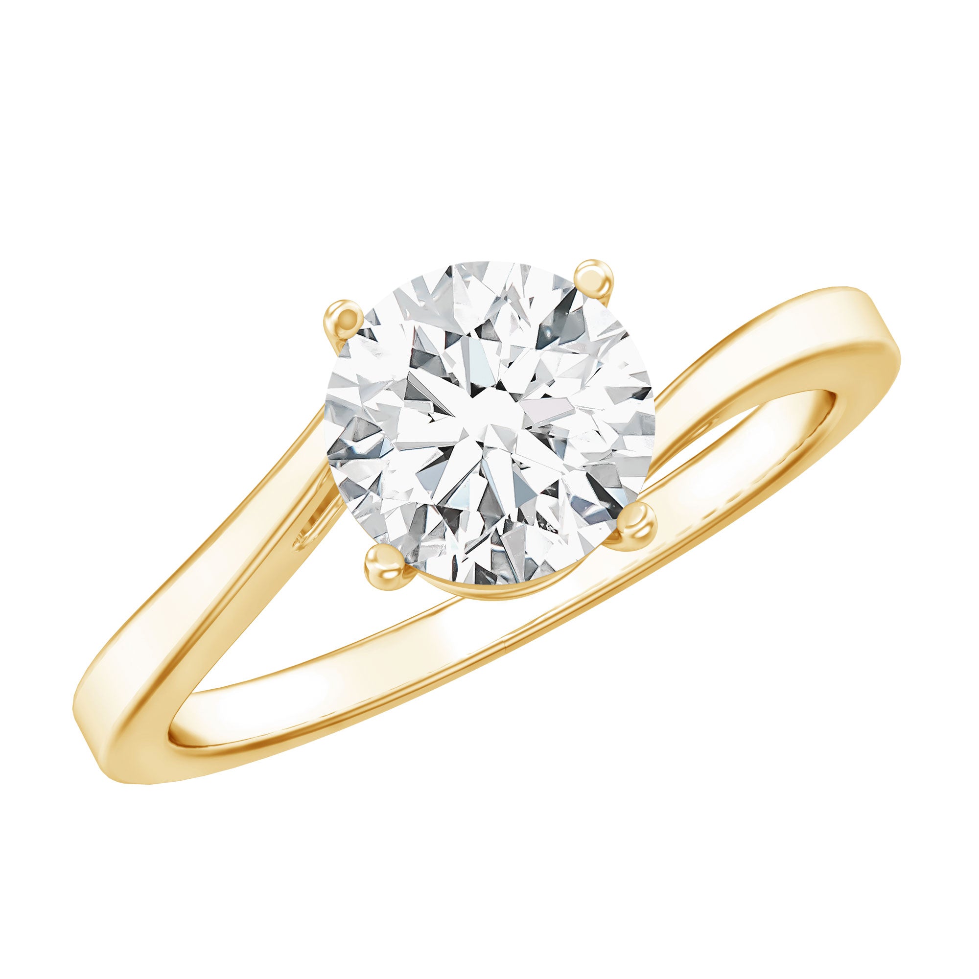 Certified Moissanite Solitaire Engagement Ring with Bypass Shank D-VS1 - Rosec Jewels