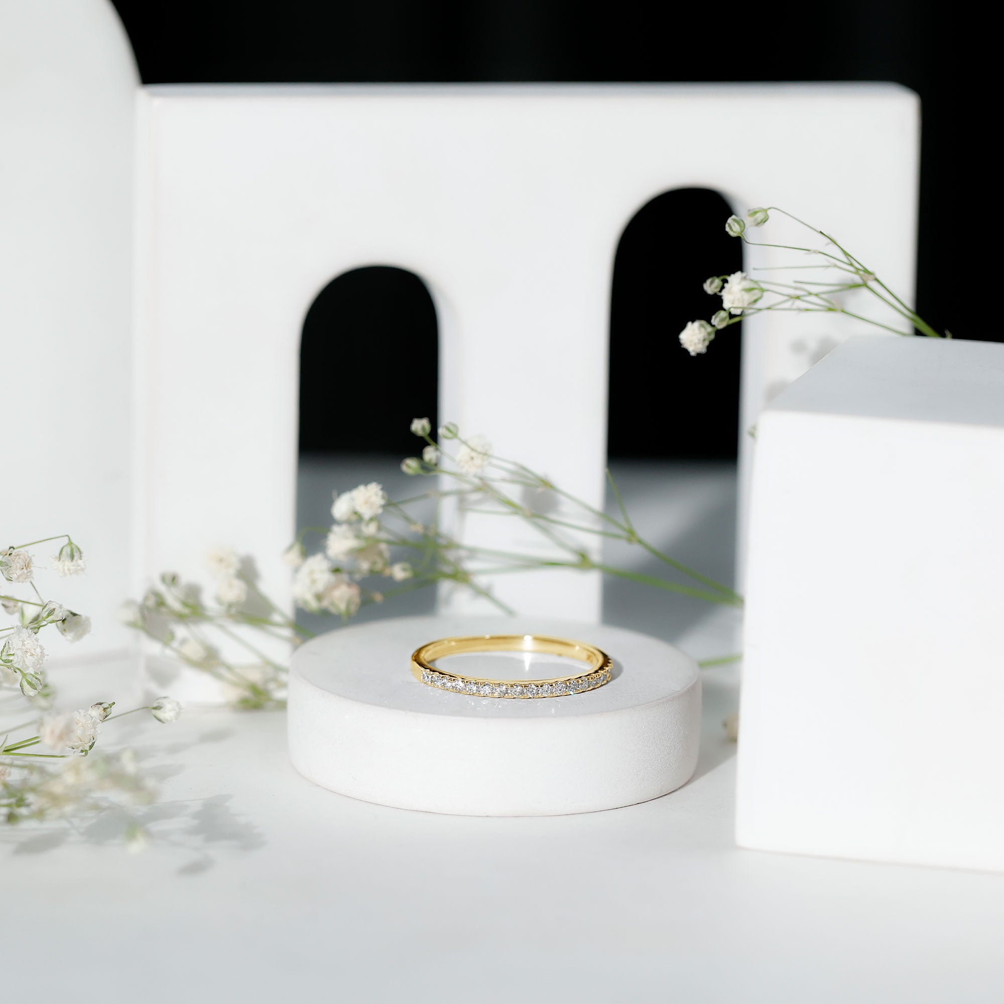 French Pave Diamond Eternity Wedding Ring Natural - ( HI-SI ) - Rosec Jewels