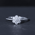 Rosec Jewels-Moissanite Flower Engagement with Twisted Rope Details