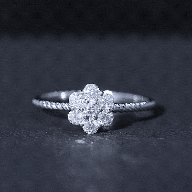 Rosec Jewels-Moissanite Flower Engagement with Twisted Rope Details