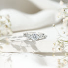 3 Stone Round Moissanite Crossover Engagement Ring D-VS1 - Rosec Jewels