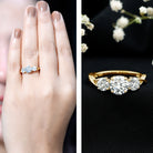 3 Stone Round Moissanite Crossover Engagement Ring D-VS1 - Rosec Jewels