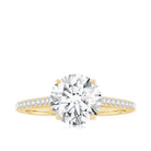 Certified Moissanite Round Cut Solitaire Ring with Side Stones D-VS1 - Rosec Jewels