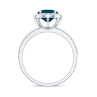 8X10mm Oval Cut London Blue Topaz Oblong Engagement Ring with Diamond Halo AAA - Rosec Jewels