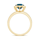 8X10mm Oval Cut London Blue Topaz Oblong Engagement Ring with Diamond Halo AAA - Rosec Jewels