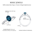 1 Carat Oval Cut London Blue Topaz Engagement Ring with Diamond Accent AAA - Rosec Jewels