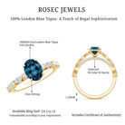 1 Carat Oval Cut London Blue Topaz Engagement Ring with Diamond Accent AAA - Rosec Jewels