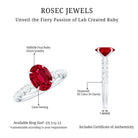 Certified 1.5 Carat Lab Grown Ruby Oval Engagement Ring with Diamond AAAA - Rosec Jewels