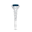 2.8 Carat Cushion Cut London Blue Topaz Solitaire Engagement Ring with Moissanite Side Stones AAA - Rosec Jewels